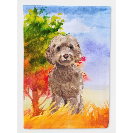 Carolines Treasures Fall Chocolate Labradoodle Flag Canvas House Size CK1953CHF